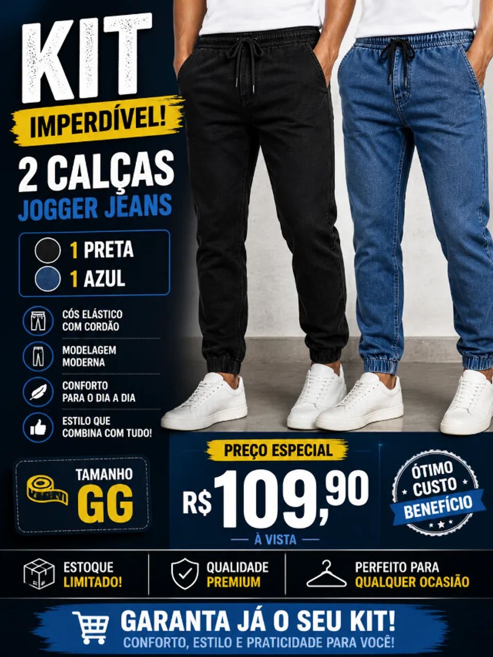 Kit De Calças Jogger Jeans