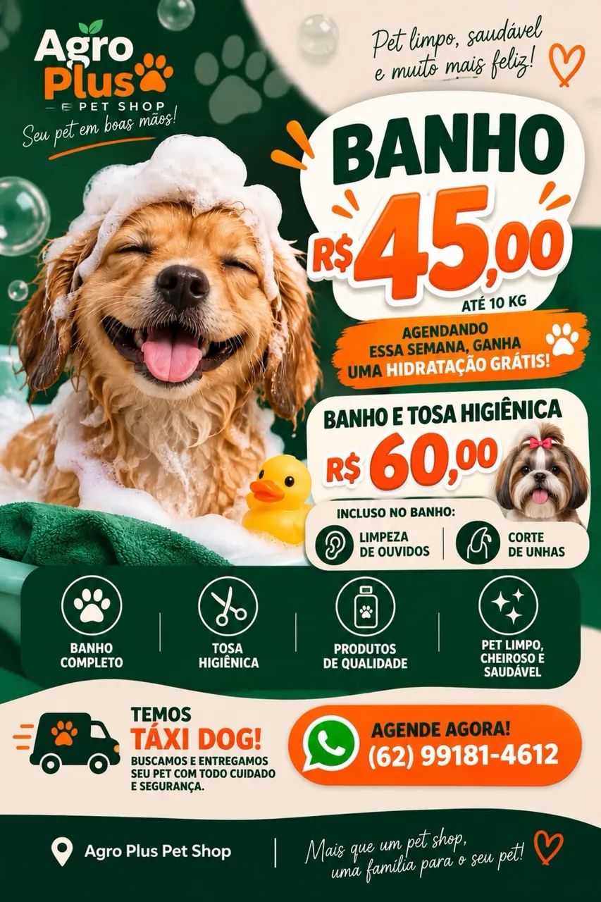 Banho e tosa - levamos e buscamos seu pet 