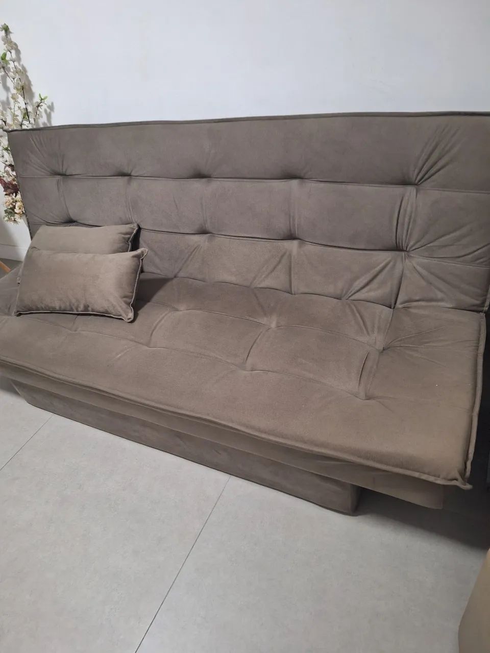 Vendo 1 Sofá-Cama Retrátil e Reclinável - Suede Bege