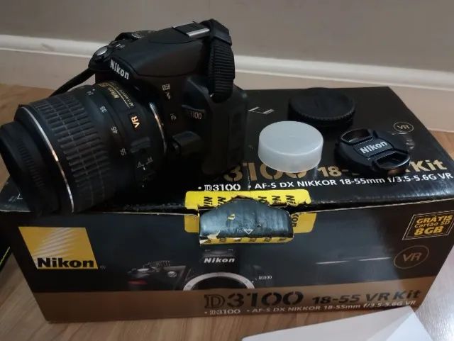 Kit camera Nikon D3100 Kit de zoom 18-55mm caixa manual completo