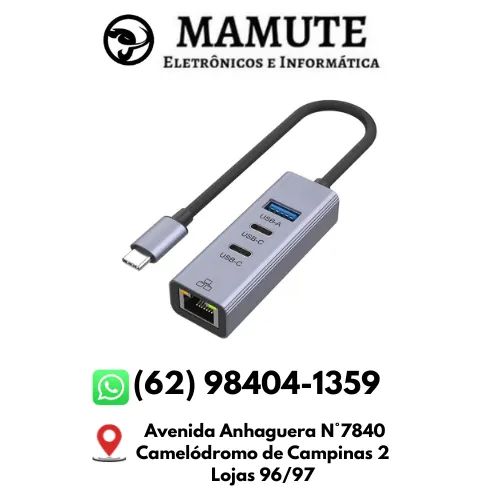 Adaptador USB-C para RJ45 Ethernet 100Mbps Compacto Portátil