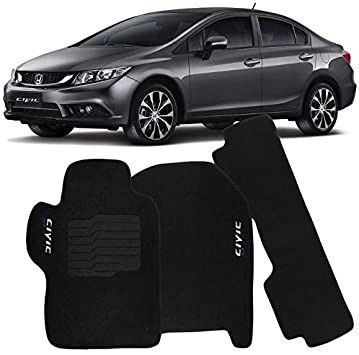 Jogo Tapete Carpete Honda New Civic 2011 à 2013 - Com Logo Marca Bordada