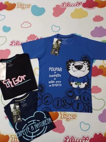 Camiseta Infantil Tigor Varias Estampas Tamanho 2 ao 12 - Foto 5