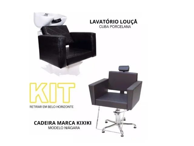 Kit Salão Beleza 1 Poltrona Cadeira Reclinavel e Lavatório louça