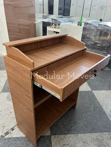 Balcão Caixa + Prateleiras - Amadeirado 100% MDF - Foto 4