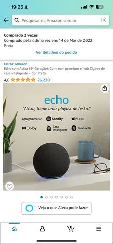 Smart Speaker  Echo 4ª Geração com Hub de Casa Inteligente e