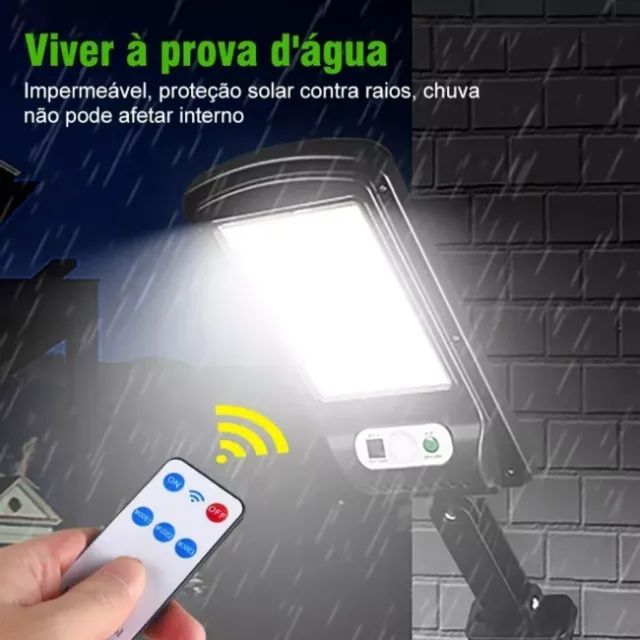 Luminária Solar Refletor Poste Luz À Prova D'Água Sensor De Presença 10 Leds - Foto 4