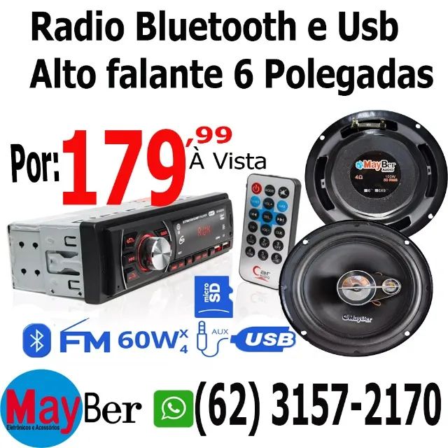 auto radio bluetooth com um par alto falante 6 polegadas mayber audio