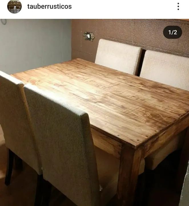 Mesa de jantar em madeira rústica com fabricação rápida!!!