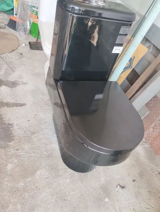 Kit vaso caixa assento Carrara ébano brilhante deca - Foto 5