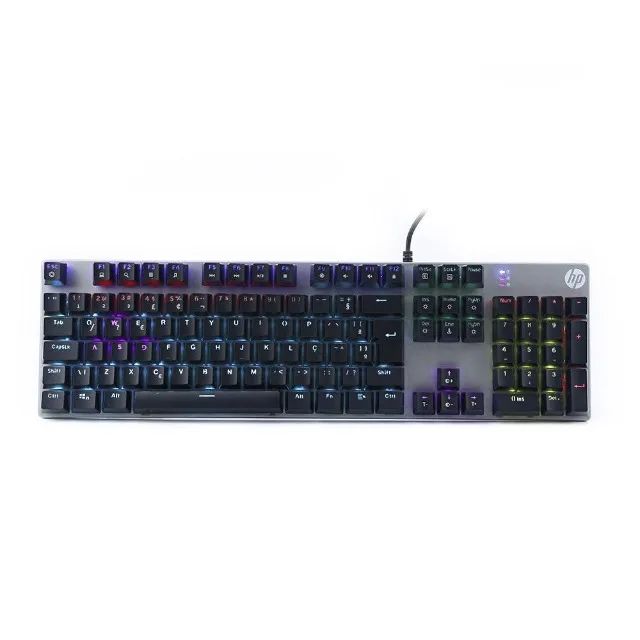 Teclado Gamer Mecânico HP GK400F Chumbo Led RGB Switch Blue - WZetta