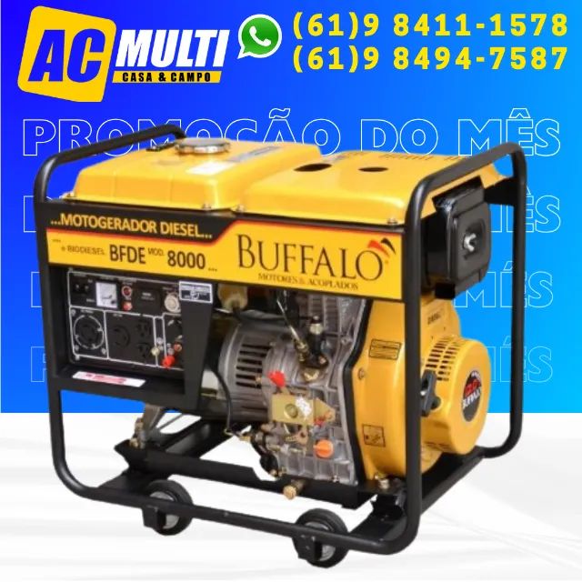 Gerador a Diesel 6.5 kva BFDE 8000 partida Elétrica Com Bateria Buffalo 474cc 4t