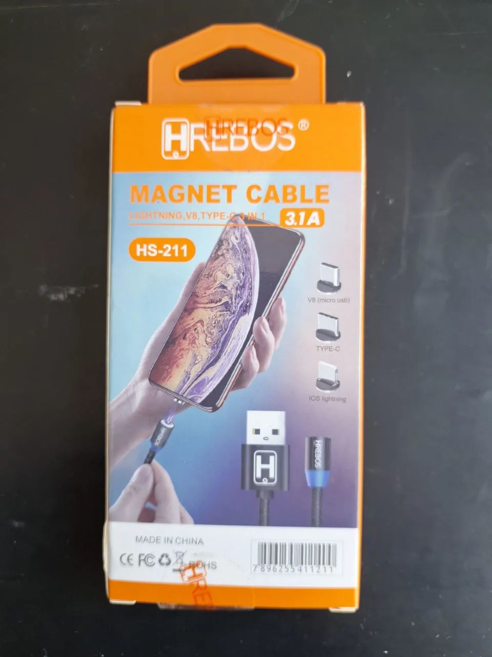 Lote de 3 Caixas de Cabo Magnético Com 3 pontas HREBOS - Carregamento Rápido e Versátil - Foto 2