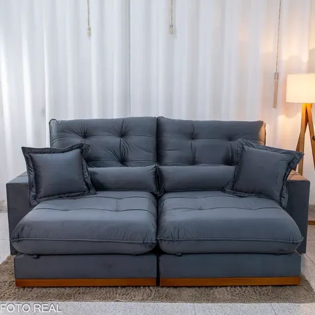 Sofá Retrátil Reclinável Toronto 2.50m Veludo D33 e Molas Ensacadas - Entrega Super Rápida - Foto 3