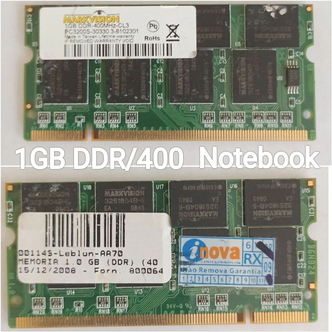 Memória RAM 1GB DDR/400 Notebook ( Antigo )
