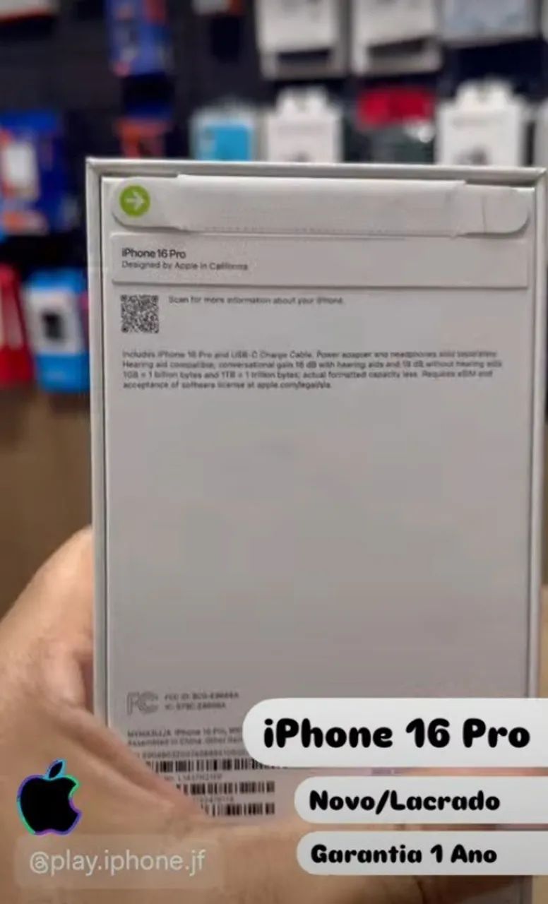 iPhone 16 Pro, Lacrado/Novo, 1 Ano de Garantia.