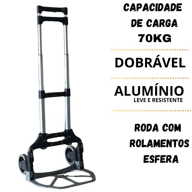 Carrinho de Carga Dobrável para 70kg em alumínio   - Foto 4