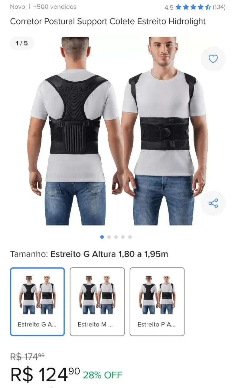 Corretor postural Hidrolight GG - novo