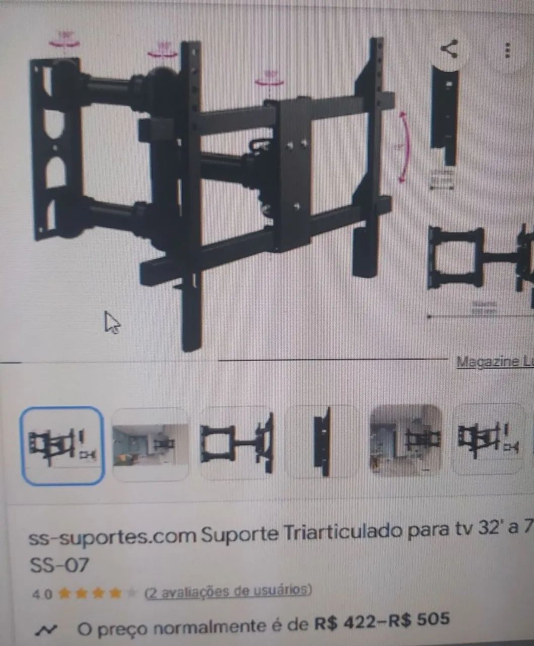 Suporte TV giratório, 32 a 75   Polegadas. Preto R$ 180,00.Preto R$ 180,00. - Foto 5