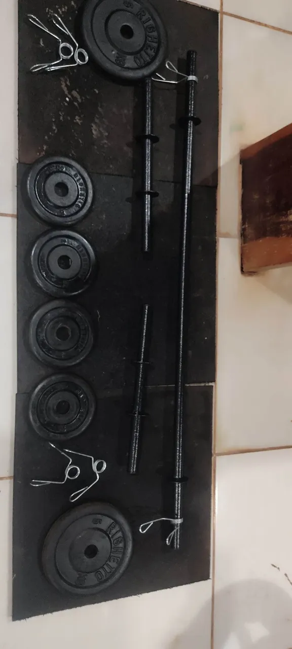 Kit de Halteres e Pesos para Treino de Musculação