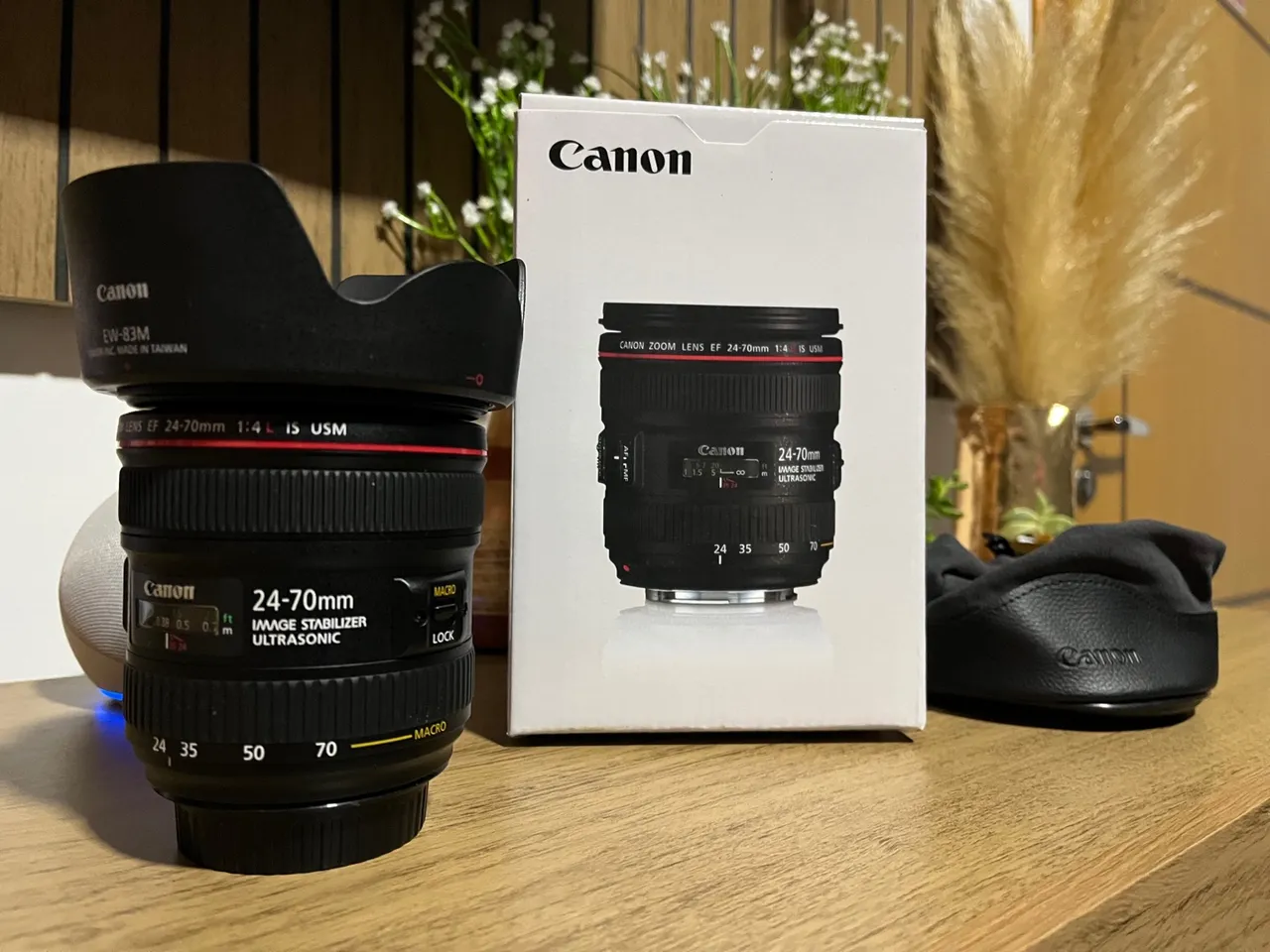 Lente canon ef 24-70 f4 L IS USM MACRO com adaptador EF-EOS R 