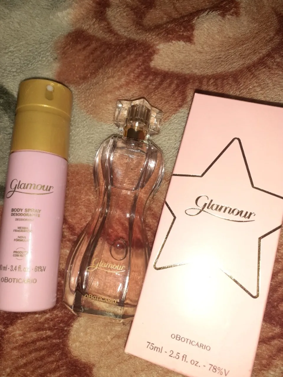 Glamour perfume feminino 75ml + bodyspray