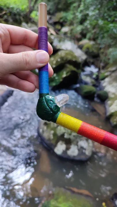 Tepi Aplicador Rapé 7 Chakras Com Ponta De Quartzo 30cm customizado - Foto 4