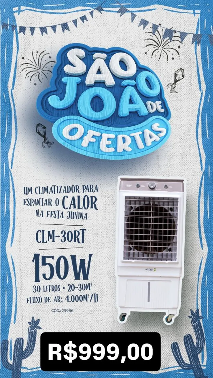 Climatizador CLM-30RT - Oferta de São João!
