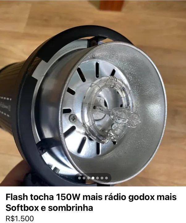 2 Flash 150W Greika e Sombrinha mais disparador Godox.