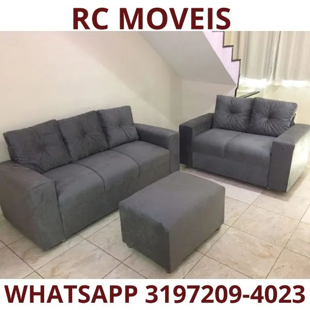 Sofá Canadá 2 e 3 Lugares + Puff - Conforto e Qualidade