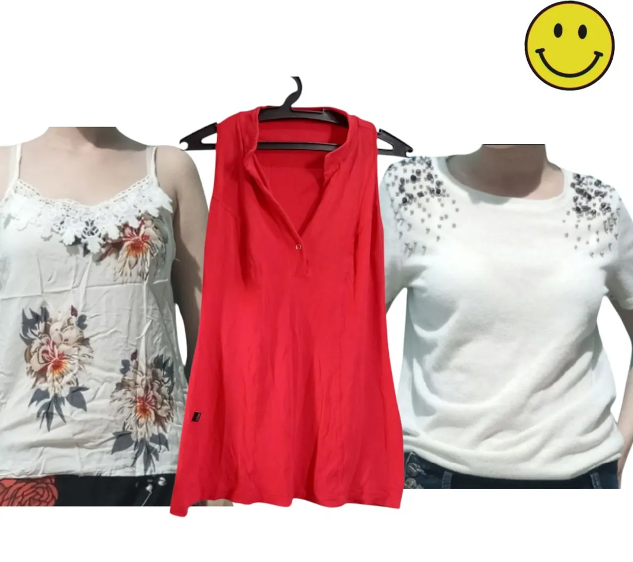 kit 3 blusas femininas bazar regata Branca manga comprida brechó