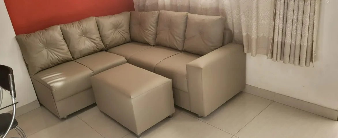 SOFA DE CANTO NOVO COURO SINTETICO COM GARANTIA PROMOÇAO DIA DAS MAES