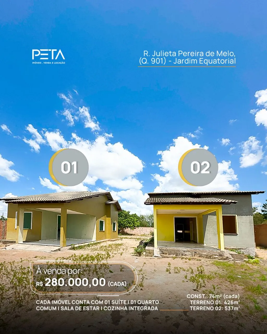 Vende-se casas localizadas no bairro Jardim Equatorial - Boa Vista/RR