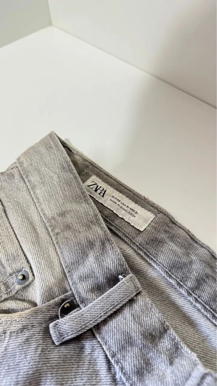 Calças Jeans Zara Cinza Claro 