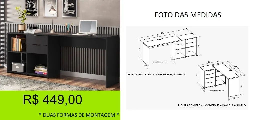 Escrivaninha em L e reta - Parcelamos S/Juros - Foto 3