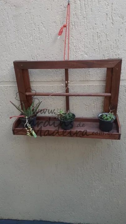 Floreira de madeira tipo janelinha suporte para flores jardim sku5 - Foto 4