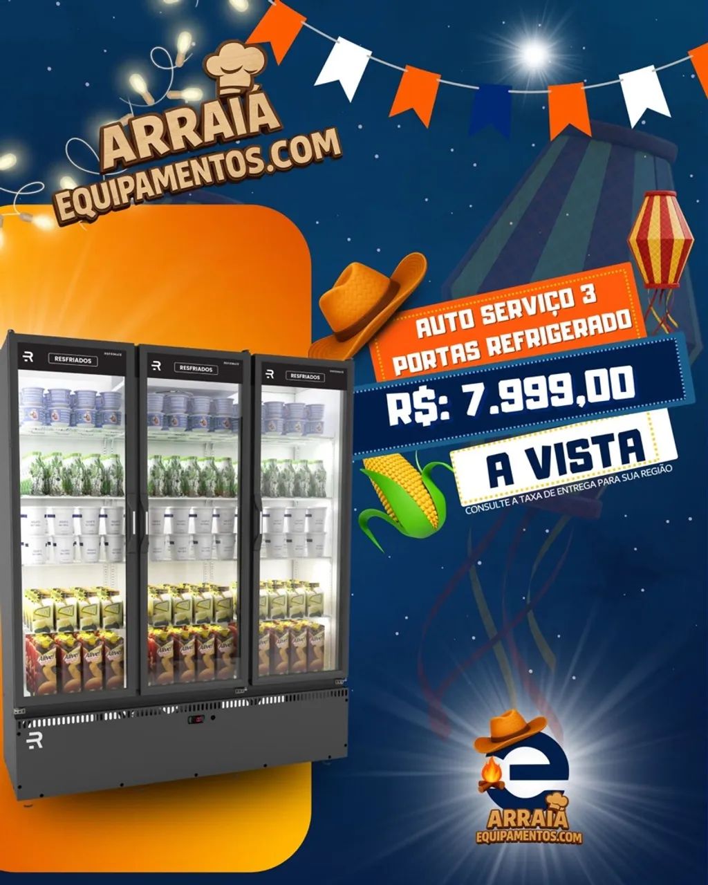 Geladeira Refrigerada 3 Portas - Arraiá Equipamentos