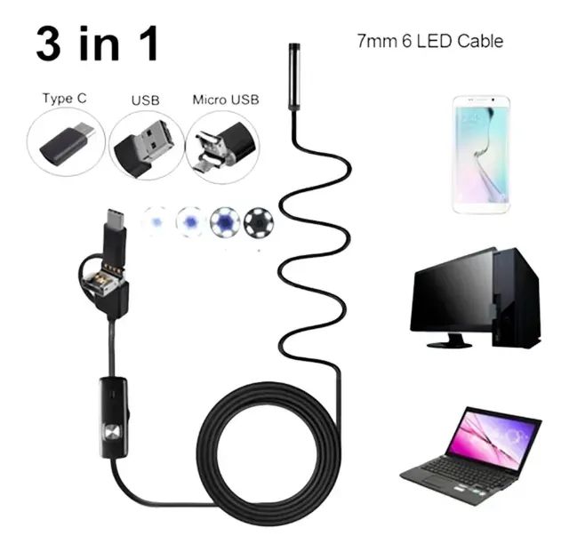 Camera Para Celular Endoscópio E Boroscopio 2 M Prova D'água - Foto 2