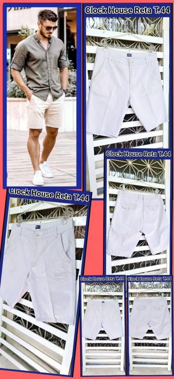 Estilosa Bermuda Masculina Clock House Reta Off White Tamanho 44 Novaaa Mtooo Lindaaa!!!