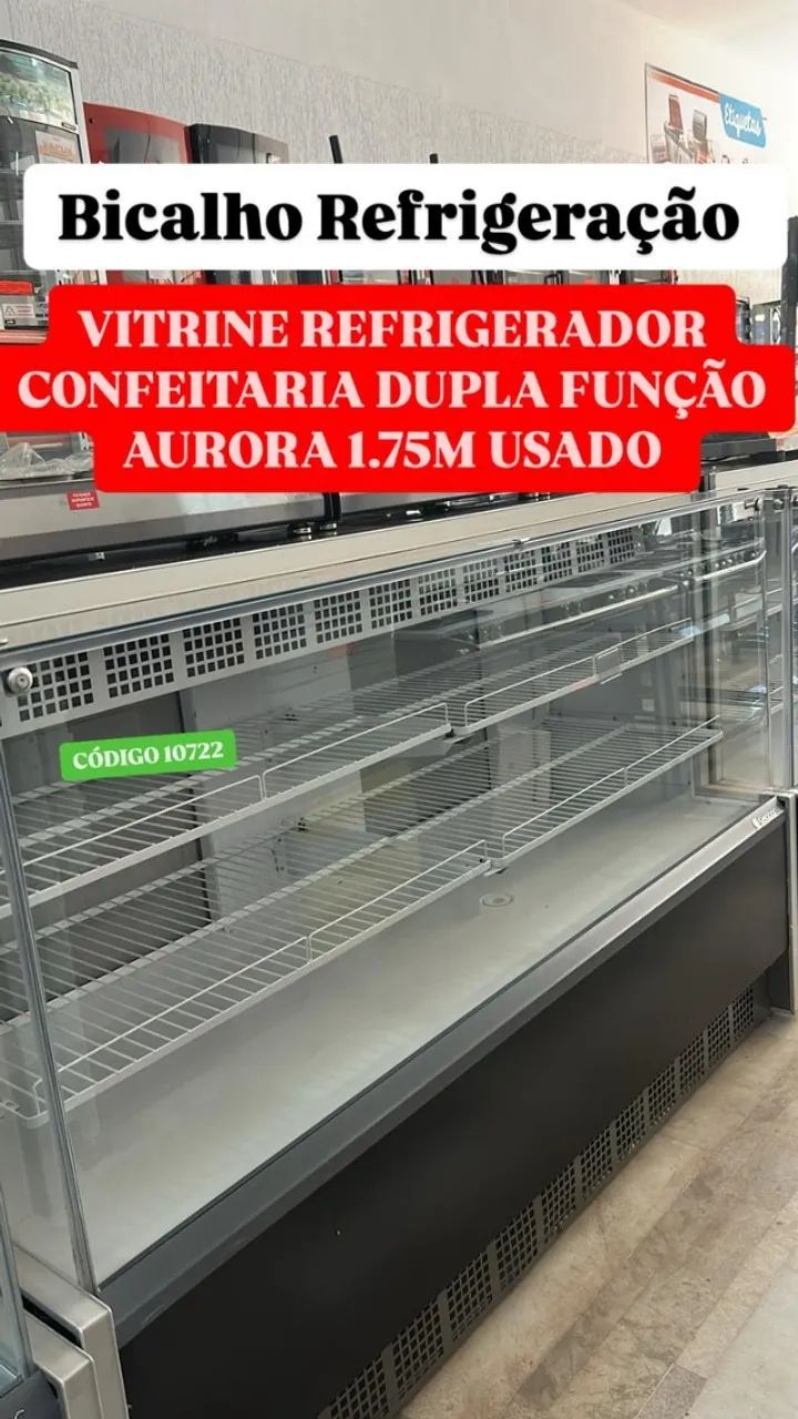 VITRINE REFRIGERADOR CONFEITARIA DUPLA FUNÇAO AURORA 1,75M USADO