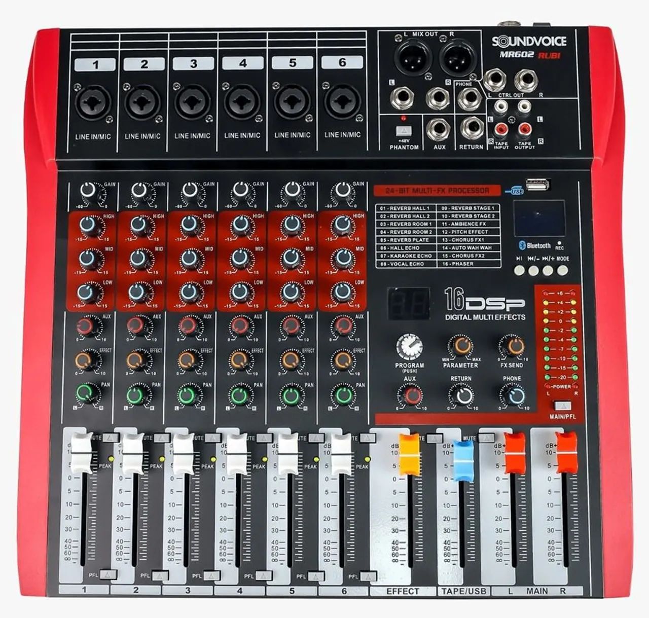 Mesa de som soudvoice  MR-602 Ruby 6 canais