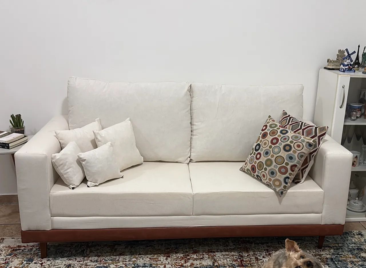 Sofá 3 lugares linho off white
