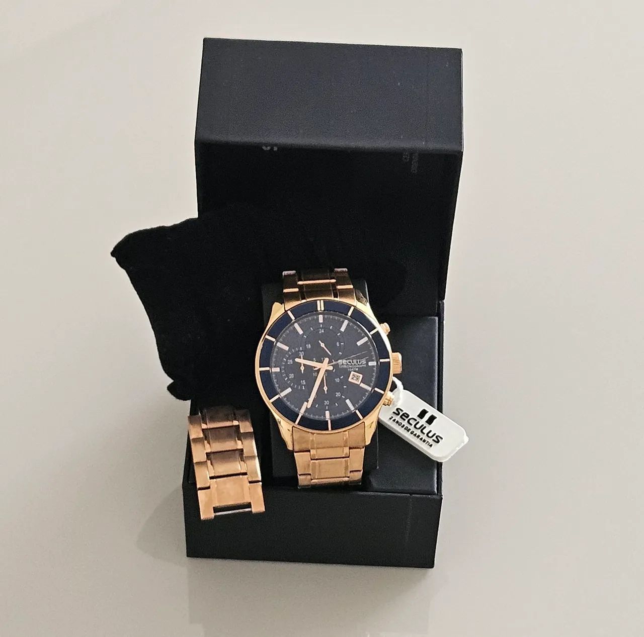 Seculus 23600GPSVRA3 Cronógrafo Azul/Rosé 46mm Completo - Foto 5