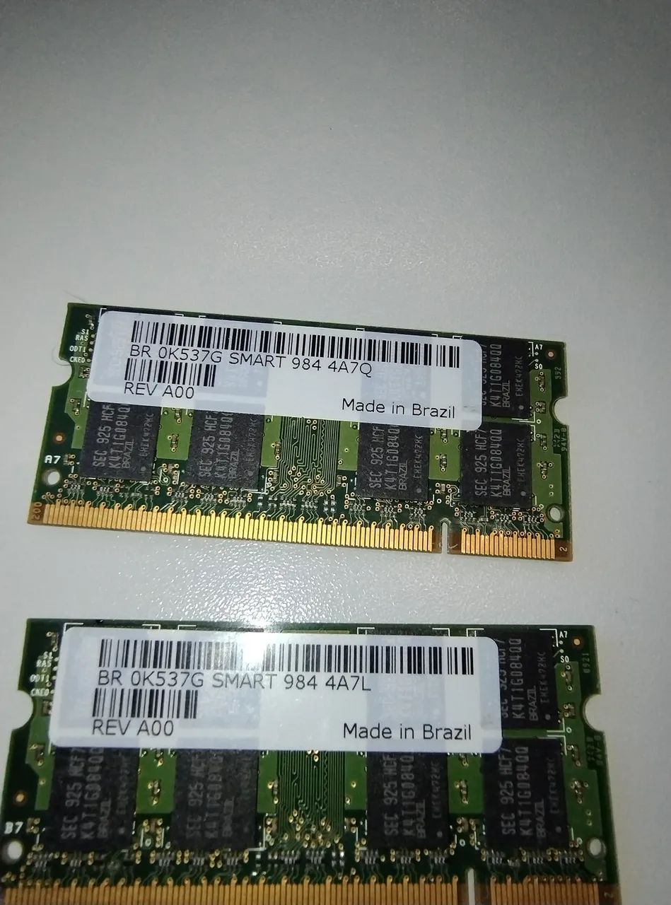 6 Memórias RAM 2GB cada DDR2 para Notebook -2 Hynix, 2 Kingston e 2 Smart - Foto 5