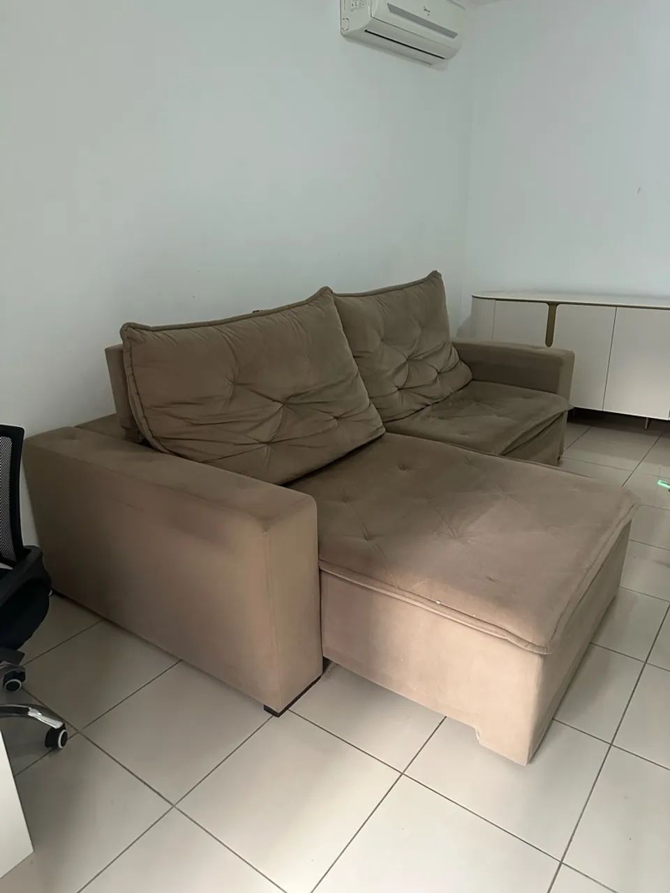 Sofá retrátil e reclinável suede 2,45m