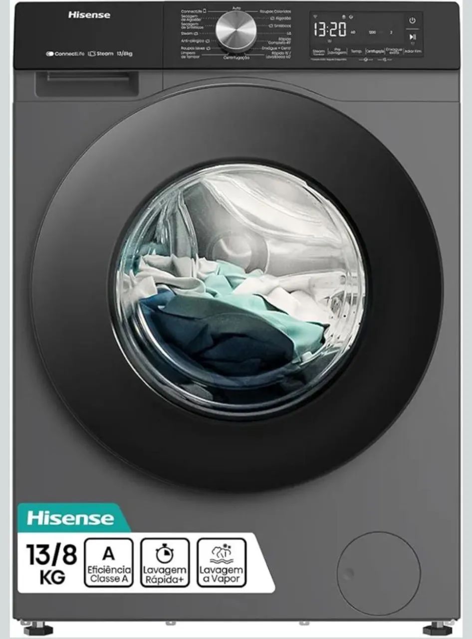 Lava e Seca HISENSE 13kg TITANIUM COM WI-FI 