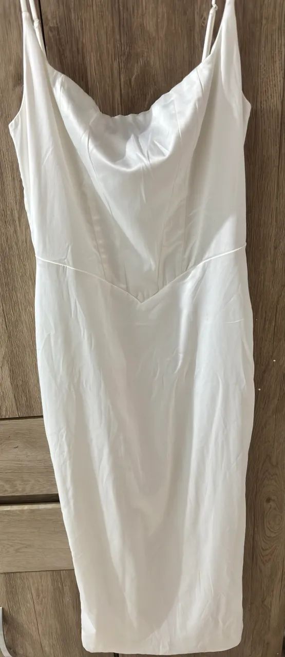 Vestido Off White em Cetim - Shein  - Foto 5