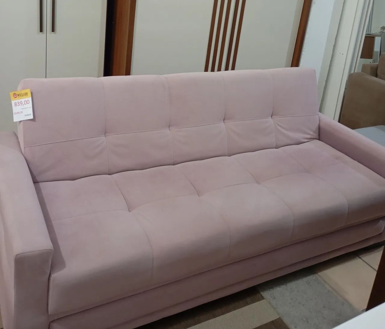 Sofá cama rosa de 3lugares 