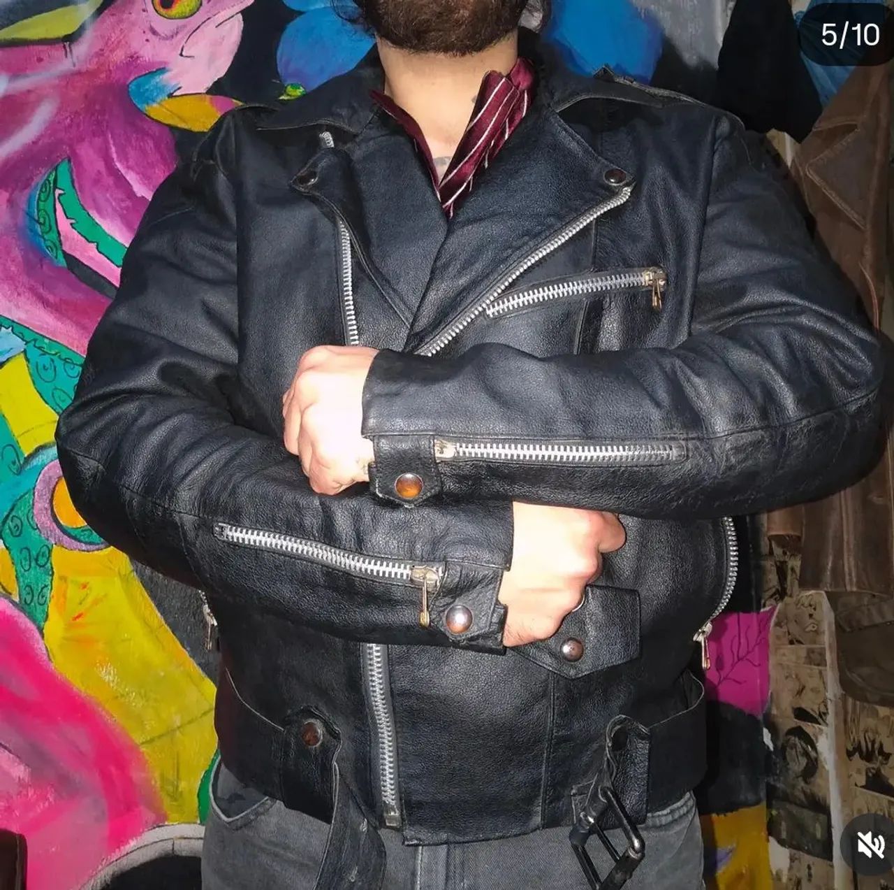 JAQUETA DE COURO LEGÍTIMO PERFECTO BIKER - Foto 2