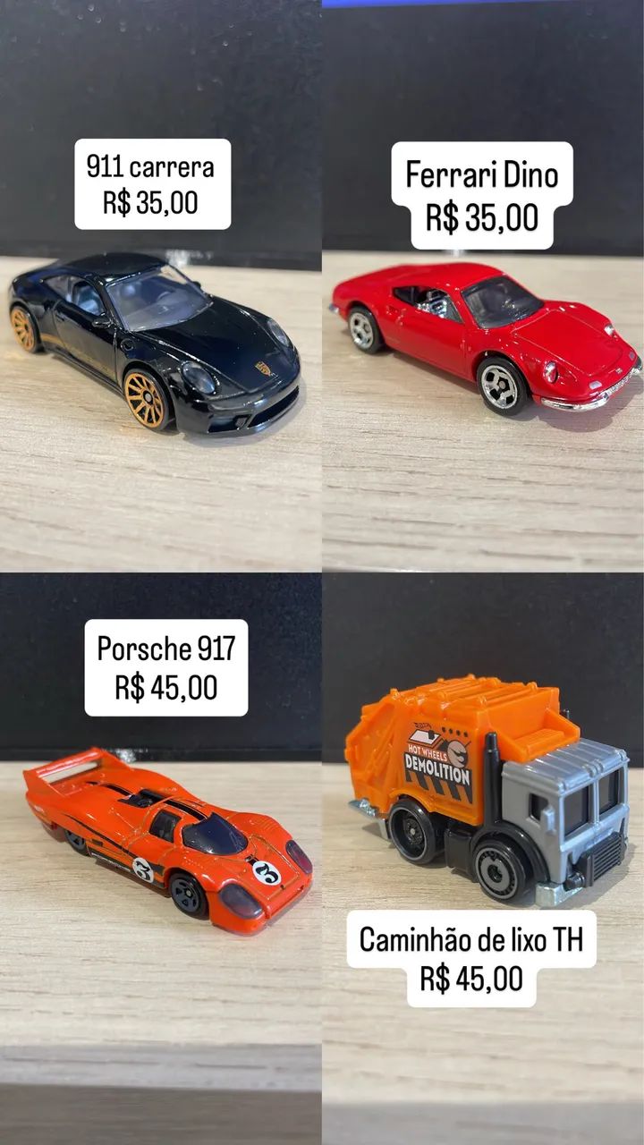 Hotwheels ferrrari, Porsche, THunt e outros